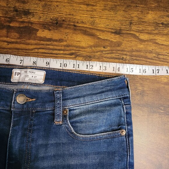 Free People Jeans 27 Great Heights Skinny Fray Fringe Hem Stretch Denim - Picture 5 of 10